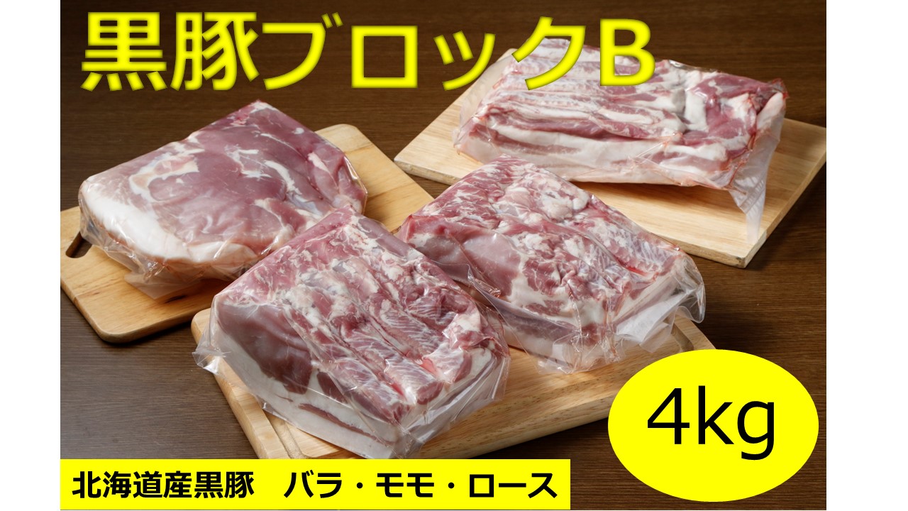 北海道　黒豚生産農場指定ブロックセットB　4kg