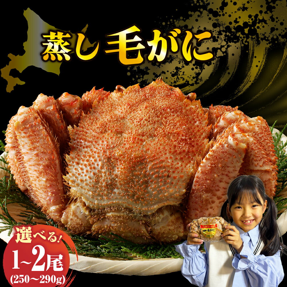 【ふるさと納税】北海道産 活蒸し毛蟹かに 約250g～約290g 1尾 / 2尾 【内容量が選べる】毛ガニ かに味噌 国産 冷凍 魚介類 かに鍋 送料無料 北海道 えりも町