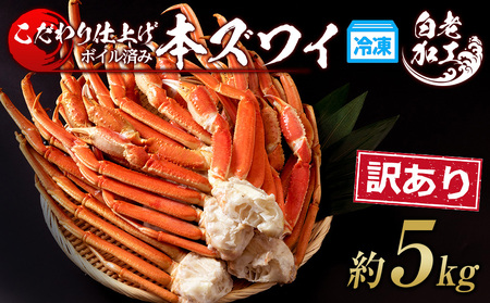 訳あり 本ズワイ蟹脚 ボイル冷凍 5㎏（14～20肩前後） BM332