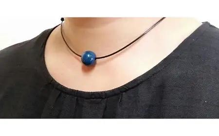 【本漆塗】漆ペンダントとピアスセット(ブルー)　023-008-B