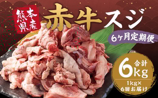 【6ヶ月定期便】 赤牛 スジ 約1kg 計約6kg 牛肉 肉 あか牛 牛スジ 牛すじ 煮込み カレー 熊本県産 冷凍 定期便