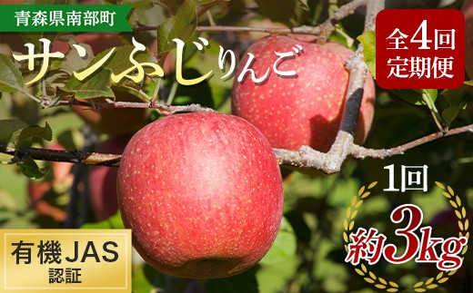 ≪先行予約≫ 定期便 有機JAS認証 サンふじ りんご 約3kg×4ヶ月連続 【和楽堂りんご養生農苑】 青森りんご リンゴ 林檎 アップル 果物 くだもの フルーツ オーガニック 無農薬 おすすめ あおもり 青森県 三戸 南部町 F21U-706