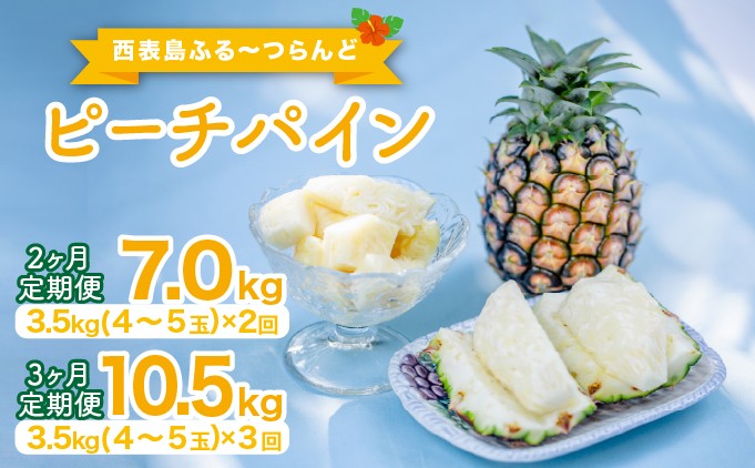 
            ＜選べる容量＞定期便2~3ヶ月 2026年 先行予約 ピーチパイン 約3.5kg(4〜5玉)×2~3回 ピーチパイン好きにおすすめ♪ ☆西表島ふる～つらんど☆ パイン 果物 フルーツ
          