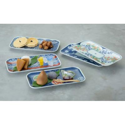 ふるさと納税 長崎県 【波佐見焼】23.5×12cm長角皿5柄5枚組 染錦紋様  20638 |  | 02