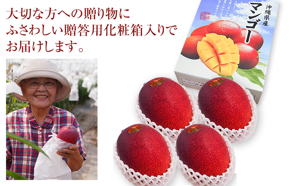 【2025年発送】南の果実園　【贈答用・化粧箱】完熟大玉マンゴー2kg　3Lサイズ4玉　贈答用化粧箱入り