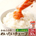【ふるさと納税】【選べる内容量】かねふく 無着色 めんたいチューブ 20本 30本 1袋あたり30g×10本 合計600g 900g バラコ バラ子 めんたいこ 明太子 明太 スティックチューブ 個包装 冷凍 九州 福岡 送料無料