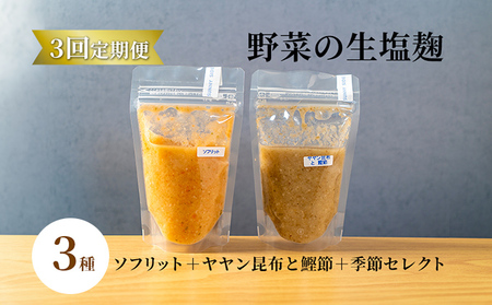 塩麹セット サニーサイドアップカフェ 野菜の生塩麹 塩麹セット【3種 計3回】【定期便】