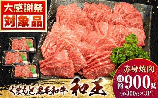 熊本県産 A5等級 黒毛和牛 和王 柔らか赤身焼肉 約300g×3P 計約900g【帝神志方ミート 株式会社】 牛 肉 赤身 切り落とし 焼き肉 バーベキュー タレ A5 和牛 国産 熊本 くまもと黒毛和牛 ブランド牛   [AYCH094]