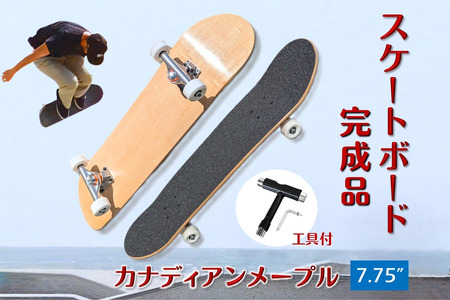 スケートボード 完成品 7.75" 初心者から上級者向け カナディアンメープル Tツール 工具付き WalnutSkate スケボー コンプリート 組み立て済み ストリート パーク トリック用 初心者 ウィール 硬さ 99a ウィール 53mm ベアリング ABEC11