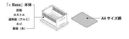 【Hot Camp】＋Base基本セット (炭火串焼き・網焼き器) 無塗装タイプ