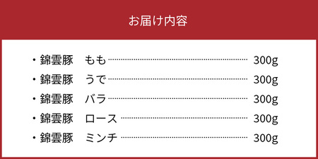お米育ちの錦雲豚　ご自宅用1.5kgセット　FN0902