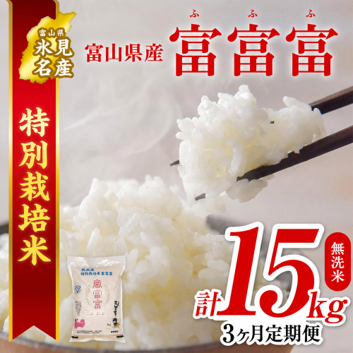 〈3ヶ月定期便〉令和8年産 富山県産特別栽培米 富富富５kg 無洗米