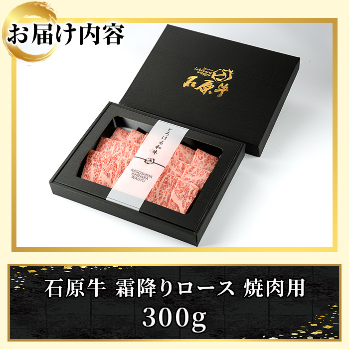 石原牛 霜降りロース 焼肉用(300g) 黒毛和牛 国産 九州産 鹿児島県産 ブランド牛 焼肉 BBQ 牛肉 和牛 霜降り ロース 冷凍 贅沢 贅沢な一品 贈答用 ギフト用【株式会社石原PRO】a-2