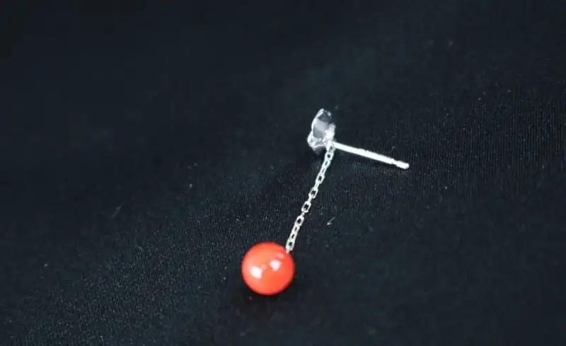 【ケンセン35】赤珊瑚 ぶら下がりピアス / 約5.2mm｜室戸 ブランド ピアス