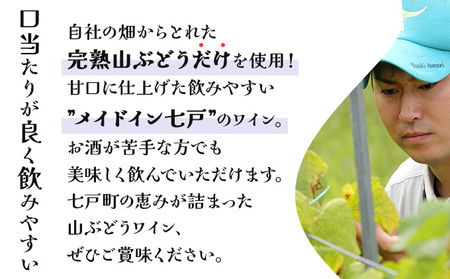 七戸山ぶどうワイン　720ml×２本 【完熟 葡萄 ブドウ 山ぶどう ワイン 甘口ワイン 無添加  青森県 贈り物 贈答 ギフト プレゼント 美容 健康】【02402-0154】