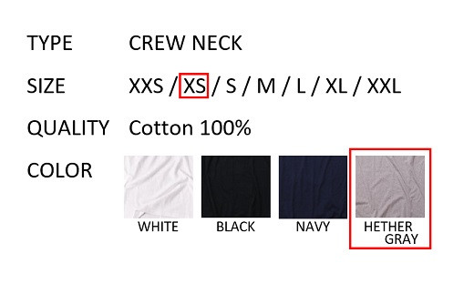 【XSサイズ】 EIJI T−SHIRT クルーネック ヘザーグレイ _SM16-2 ｜ 服 Tシャツ ティーシャツ 国産 日本製 大阪府 阪南市