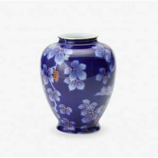 有田焼 呉須ブドー 8号 花生【深川製磁】花瓶 花器 壺 インテリア 伝統工芸 縁起柄 A120-29_イメージ2