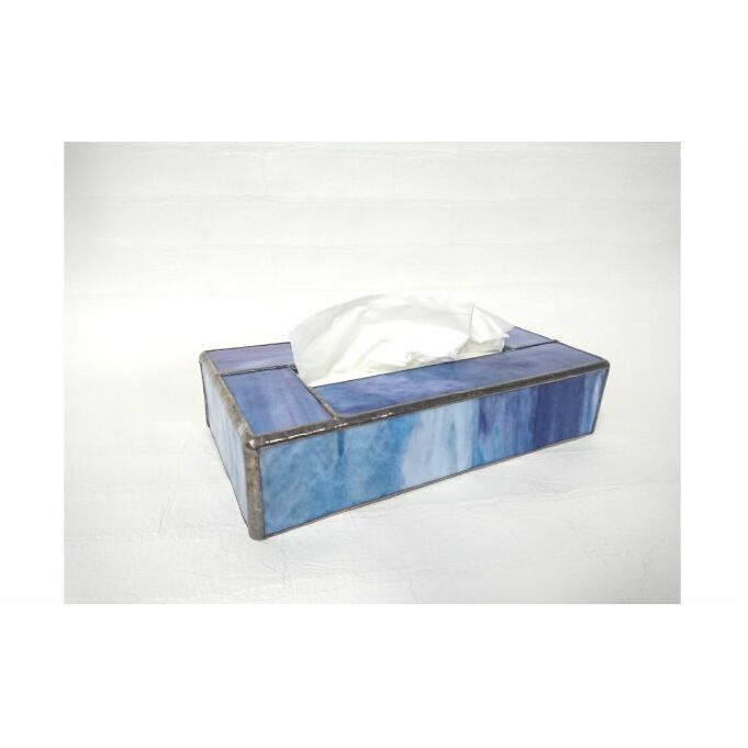 ステンドグラスのボックスティッシュケース(高さ5cm)[52210529] 工芸品 インテリア 
