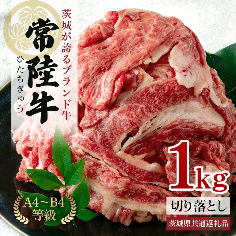 【ふるさと納税】常陸牛 切り落とし 約1Kg 赤身 ロース 黒毛和牛 最高級ブランド 常陸牛 お中元 牛肉 上品な脂の甘さ すき焼き 万能スライス 牛丼 肉ギフト 焼肉 肩ロース スライス 霜降り ブランド牛 国産牛 しゃぶしゃぶ 冷凍 薄切り 茨城 送料無料
