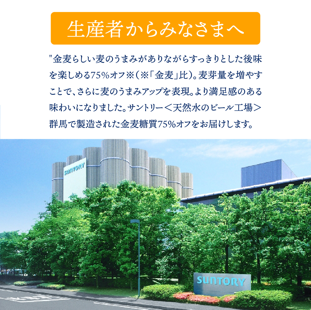 金麦 糖質 75％ オフ サントリー 500ml × 24本 〈天然水のビール工場〉※沖縄・離島地域へのお届け不可 500ml × 24本（1箱）
