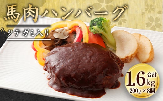 タテガミ入り 馬肉 ハンバーグ デミソース 8個 セット 計1.6kg