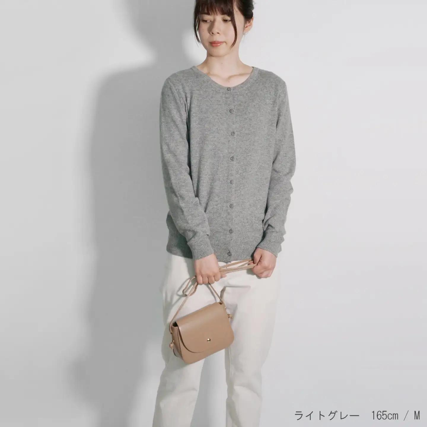 【先行予約】カシミヤクルーネック カーディガン ( ネイビー・M ) レディース