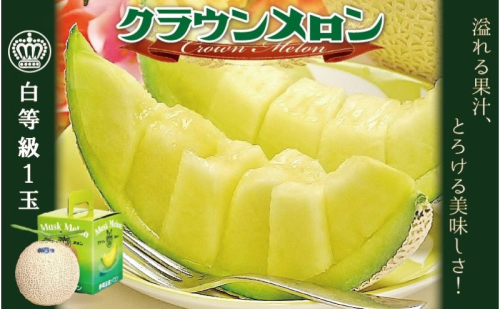 クラウンメロン 1玉 1kg以上 白等級 メロン 青肉 マスクメロン フルーツ 果物 産地直送 高級 高級品 高評価 静岡県産 静岡　お届け：1～2週間(時期・収穫状況により1ヶ月以上かかる場合がございます) ◆返礼品到着後、すぐに状態をご確認ください◆