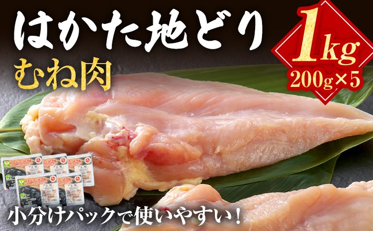 
                  はかた地どり むね肉 1kg 200g×5パック 小分け 福岡県産 地鶏 鶏肉 冷凍 地どり 国産 鶏むね肉 ムネ肉 とり肉 ヘルシー  郷土料理 お取り寄せ グルメ ギフト
                