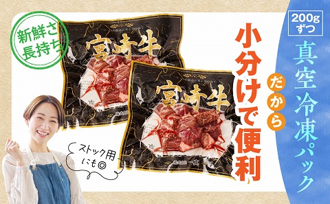 宮崎牛赤身サイコロステーキ 合計800g_M241-018-03