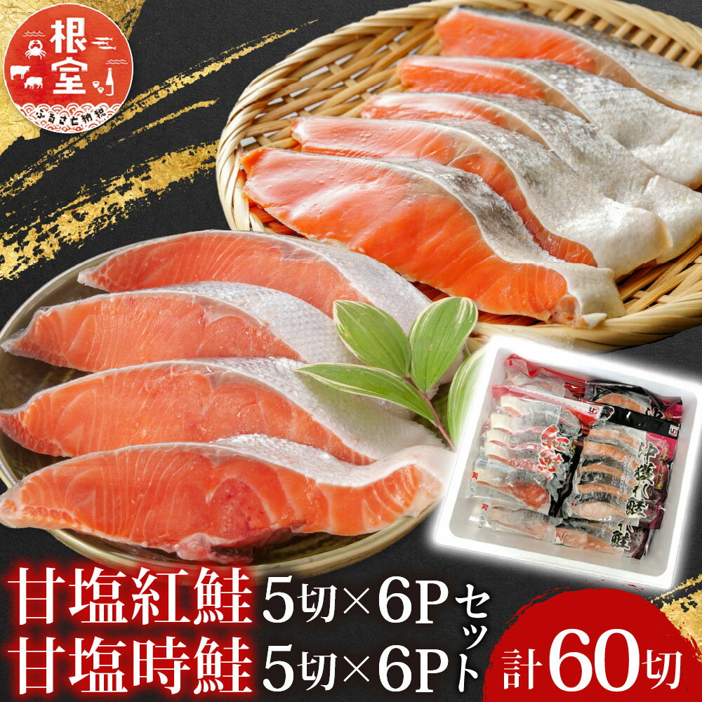 【ふるさと納税】 甘塩紅鮭 5 切 × 6P、甘塩時鮭 5 切 × 6P セット ( 計 60 切 ) サケ さけ しゃけ シャケ 紅ざけ 紅ザケ べにざけ ベニザケ さかな 魚 サカナ お取り寄せ グルメ 海鮮 北海道 根室市 ふるさと納税 C-30004