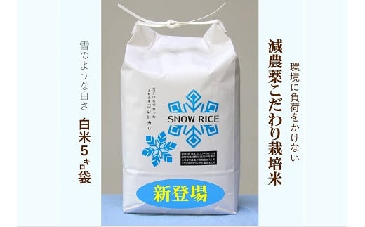 
<令和6年産先行予約>減農薬コシヒカリ「SNOW RICE」白米5kg（令和6年産）
