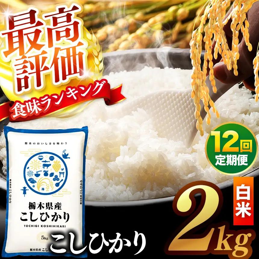 【先行予約】【定期便12回】 ＼白米／ 栃木県産コシヒカリ 2kg