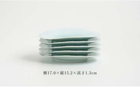 有田焼 青白磁切継銘々皿 5枚組【貴好人】取皿 ケーキ皿 和皿 シンプル 贈り物 お祝い モダン おしゃれ 大人 上品 和菓子 デザート 5枚 セット A35-357