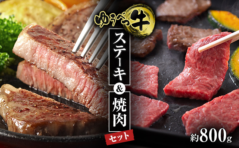 北海道産　ゆうべつ牛ステーキ・焼き肉セット　約800g　B　ステーキ肉　お肉　牛肉　湧別牛　赤身　焼肉　バーベキュー　冷凍　湧別牛　冷凍　国産　おほーつく　オホーツク　湧別町　北海道