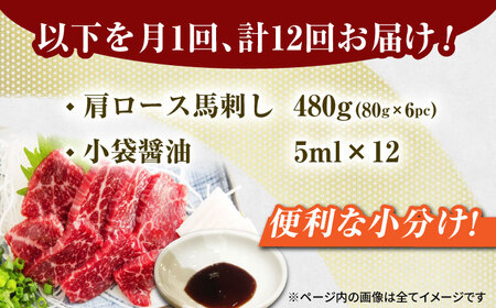 【12回定期便】肩ロース馬刺し 約500g（6pc）【吉里精肉】[ZEW038]