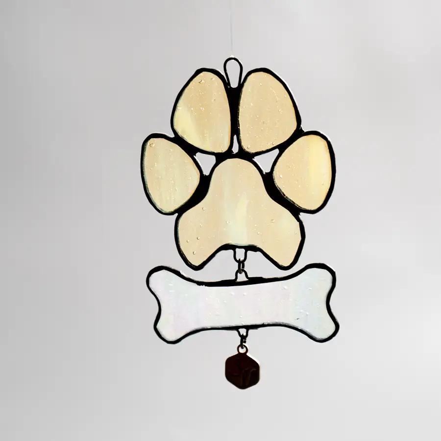 ステンドグラス 犬の肉球 わんわん 骨 オーナメント 手作り インテリア雑貨 ハンドメイド 雑貨