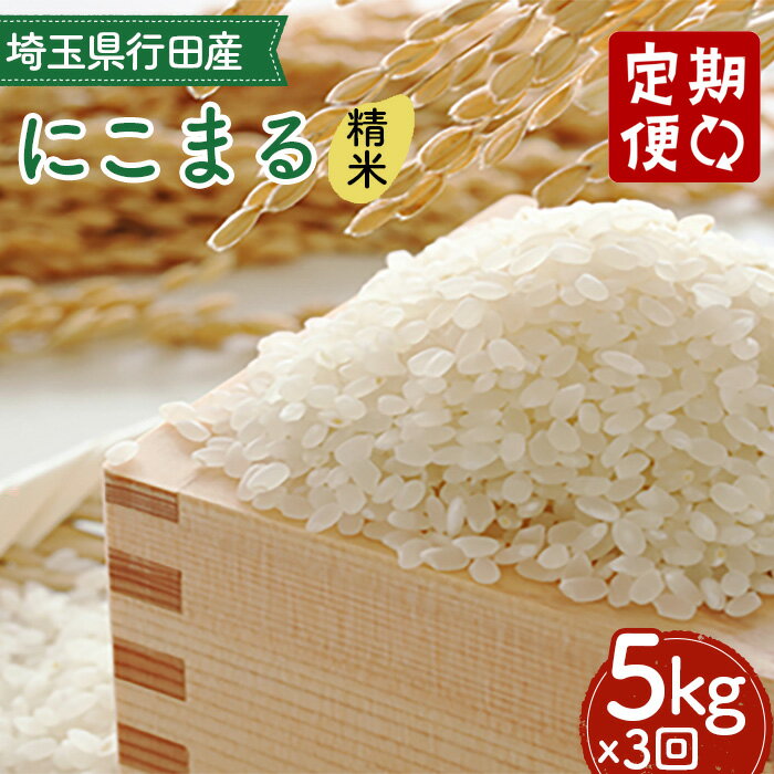 【ふるさと納税】【3カ月連続定期便】埼玉県行田産にこまる（精米）5kg×3回 ／ にこまる 白米 精米 5kg 特別栽培米 大粒 米 甘み 粘り 精米したて 冷めても美味しい お弁当 おにぎり 毎日食べる米 粒立ち 定期購入 定期的 毎月届く 毎月配送 送料無料 埼玉県 No.521