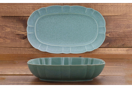 【美濃焼】ルーシュ 食器4点セット ライトグリーン 【EAST table】皿 ワンプレート ランチプレート 美濃焼 セット おしゃれ 食器セット お皿セット 陶器 パスタ サラダ カレー どんぶり 