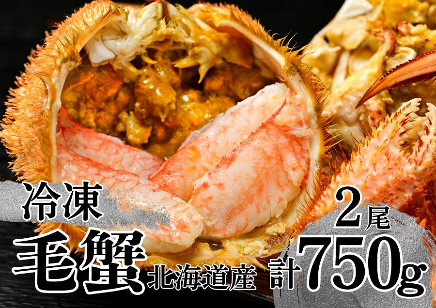 活ゆで毛蟹（2尾）計750～800g【冷凍】毛ガニ 毛かに 国産 北海道産 かに