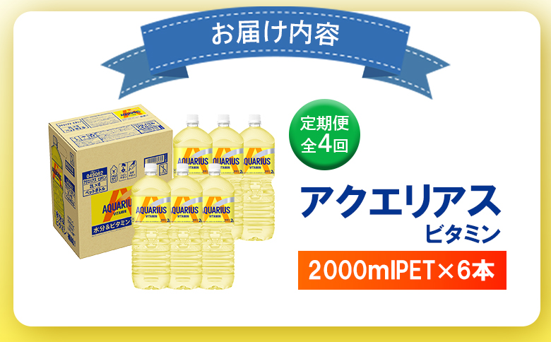 【定期便：全4回】アクエリアス ビタミン 2LPET×6本【380088】