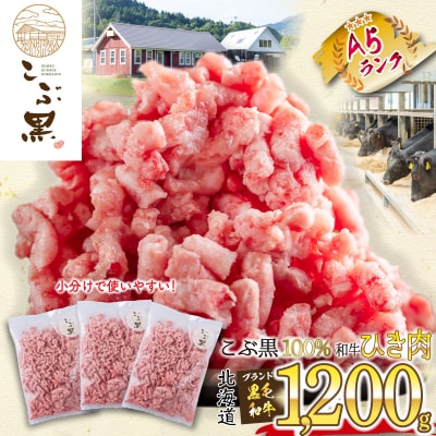 北海道産 黒毛和牛 こぶ黒 A5ひき肉 計1.2kg(400g×3パック)