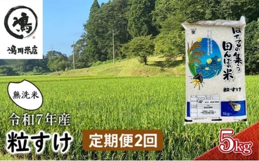 令和7年産 粒すけ　定期便2か月　乾式無洗米　5kg お米  [№5346-0607]