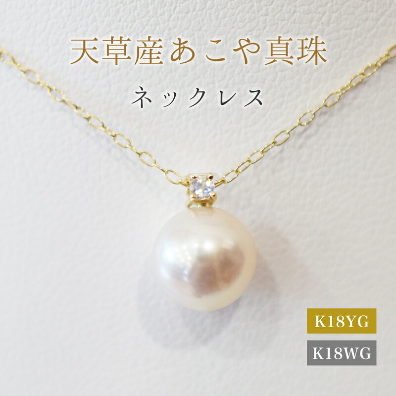【ふるさと納税】あこや真珠 ペンダント ネックレス 8mm - 8.5mm 天草 熊本 ホワイトピンク 誕生石 6月 ムーンストーン 半貴石 本真珠 K18 パール K18YG K18WG アクセサリー ジュエリー あずきチェーン アジャスター 品質保証書 ジュエリーケース 真珠てりクロス 送料無料