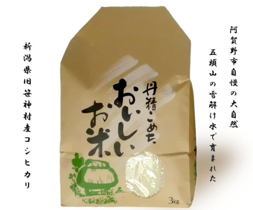 【令和8年産新米予約】【3ヶ月定期便】 旧笹神村産 コシヒカリ 3kg×3回 合計9kg 白米 上泉 農家直送 コメドック 金賞  10月3日頃より順次発送予定 1Q14023
