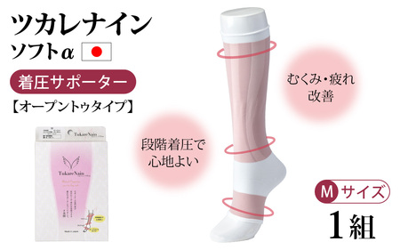 ツカレナイン　ソフトα　着圧サポーター【オープントゥタイプ】（Ｍ）　１ペア
