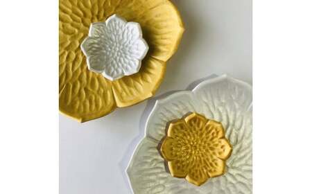 有田焼 flower plate 桔梗/金銀彩（銘々皿・豆皿 計4ヶセット）深海三龍堂 和食器 食器 うつわ 器 おしゃれ プレート4枚セット プレート お皿 プレート 取り皿 ケーキ皿 パン皿 金 