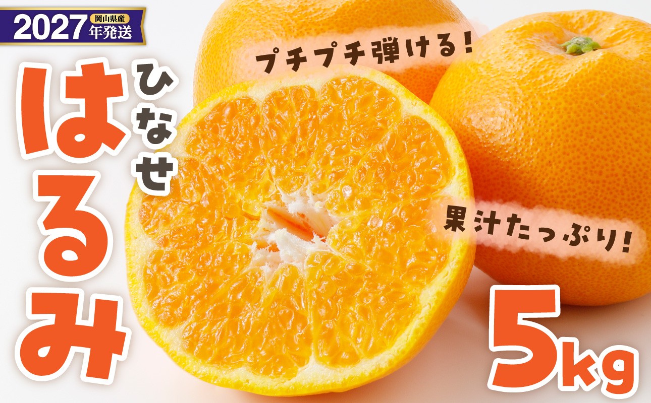 
                  【先行予約】みかん ひなせ はるみ 約5kg（2027年2月頃発送）【果物 フルーツ みかん ミカン ひなせ 春見 備前市 日生 柑橘類 先行受付】
                
