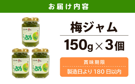 【福井県産】梅を使った 梅ジャム× ３個セット 着色料・保存料不使用！ [m03-a046]