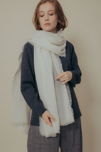 【ホワイト】カシミヤ100% エアリーストール ｜ 高級素材 軽量 なめらかな肌触り 寒さ対策 確かな技術 日本製 [4045]
