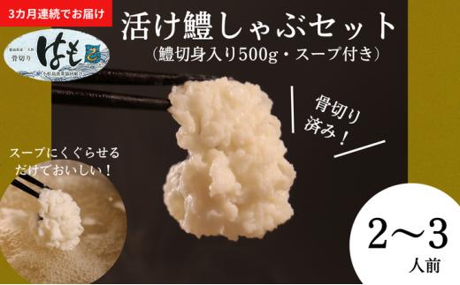 定期便 全3回 鱧 ハモ しゃぶしゃぶ セット 1.5kg 500g × 3回 スープ付き 冷凍 新鮮 産地 直送 高級 料亭 活け 国産 魚介 海鮮 おかず 料理 ※着日指定不可